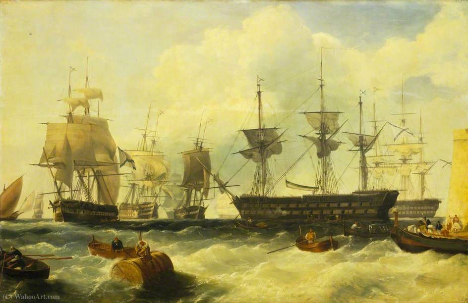 Wikioo.org - The Encyclopedia of Fine Arts - Painting, Artwork by Alfred Gomersal Vickers - Russian Squadron at Malta, 20 October (1827)