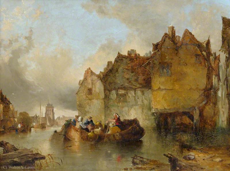 Wikioo.org - The Encyclopedia of Fine Arts - Painting, Artwork by Alfred Montague - Dutch canal scene