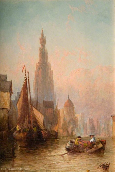 Wikioo.org - The Encyclopedia of Fine Arts - Painting, Artwork by Alfred Montague - On the Scheldt at Antwerp