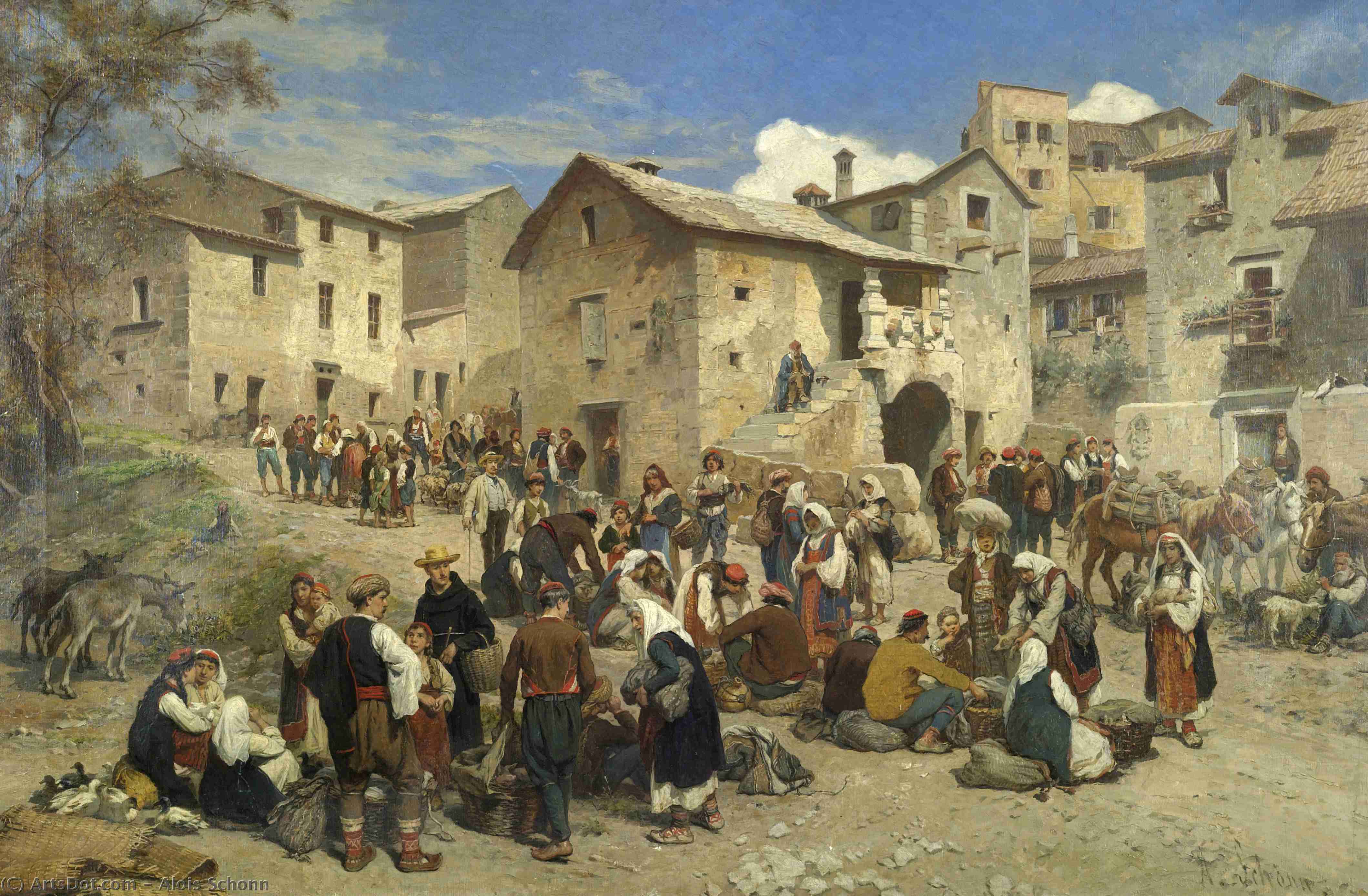 Wikioo.org - The Encyclopedia of Fine Arts - Painting, Artwork by Alois Schonn - Market in sarajevo