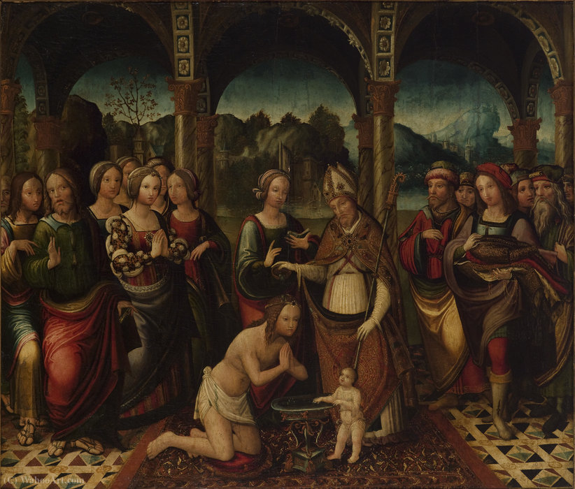 Wikioo.org - The Encyclopedia of Fine Arts - Painting, Artwork by Amico Aspertini - A baptismal ceremony