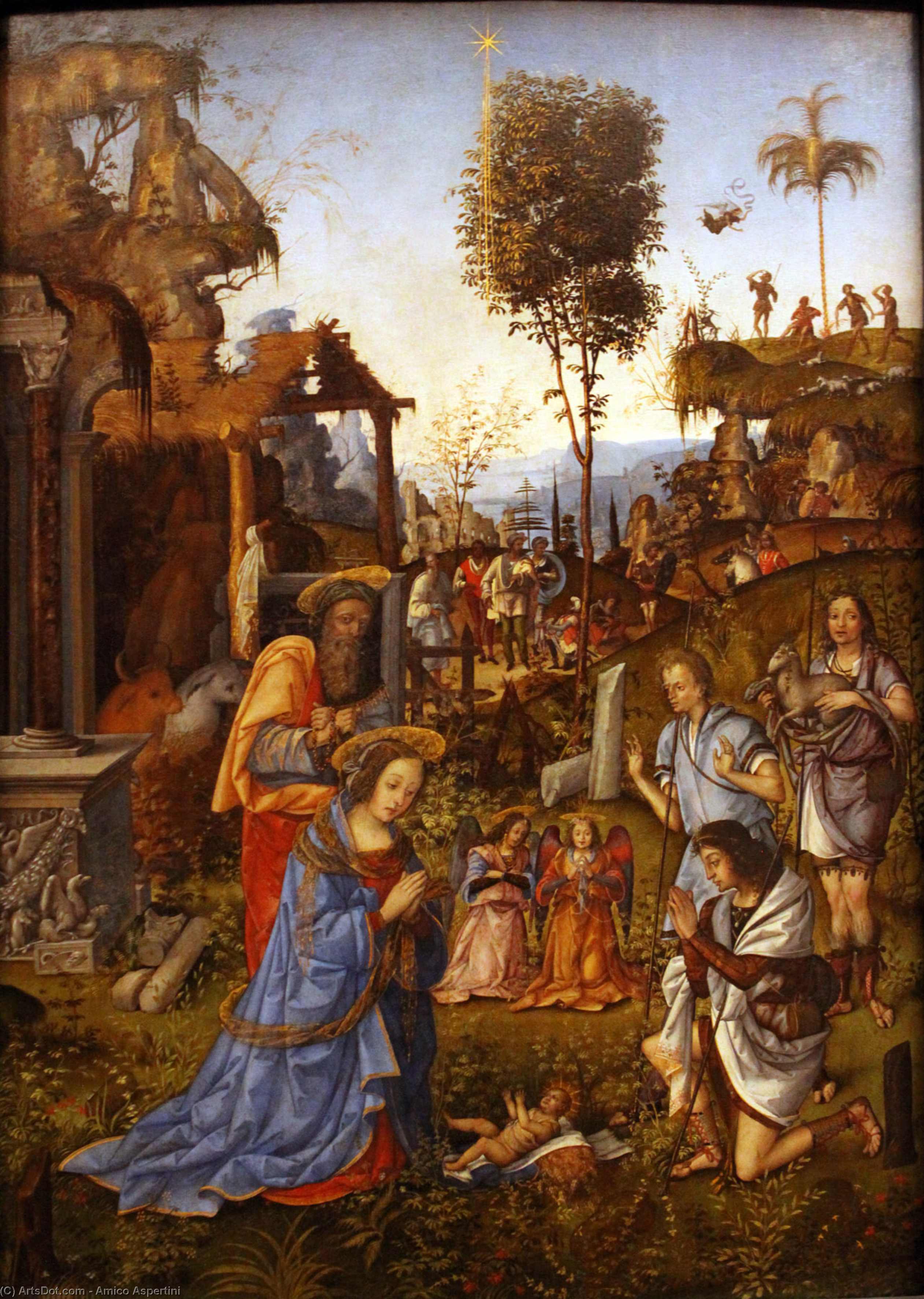 Wikioo.org - The Encyclopedia of Fine Arts - Painting, Artwork by Amico Aspertini - The Adoration of the Shepherds