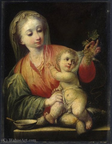 WikiOO.org - Encyclopedia of Fine Arts - Maľba, Artwork Andrea Celesti - Virgin of the Grapes.