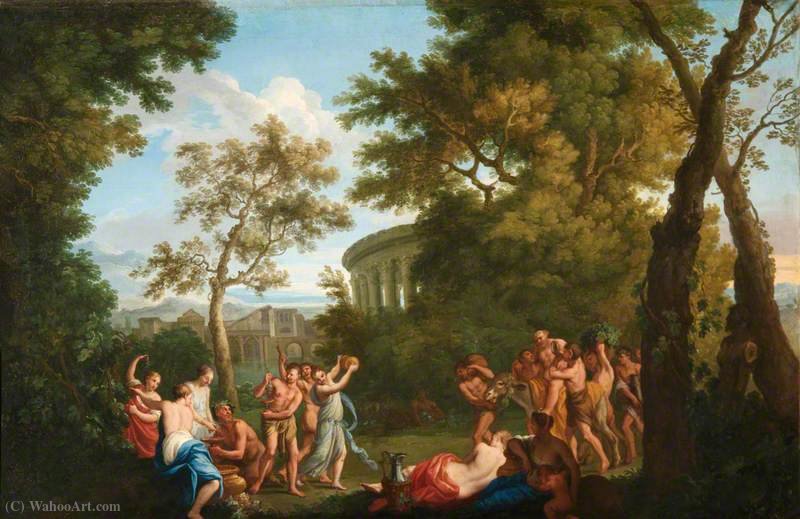 Wikioo.org - The Encyclopedia of Fine Arts - Painting, Artwork by Andrea Locatelli - Bacchanal with the Drunken Silenus on an Ass