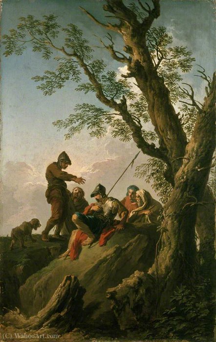 Wikioo.org - The Encyclopedia of Fine Arts - Painting, Artwork by Andrea Locatelli - Landscape with Bandits and a Dog