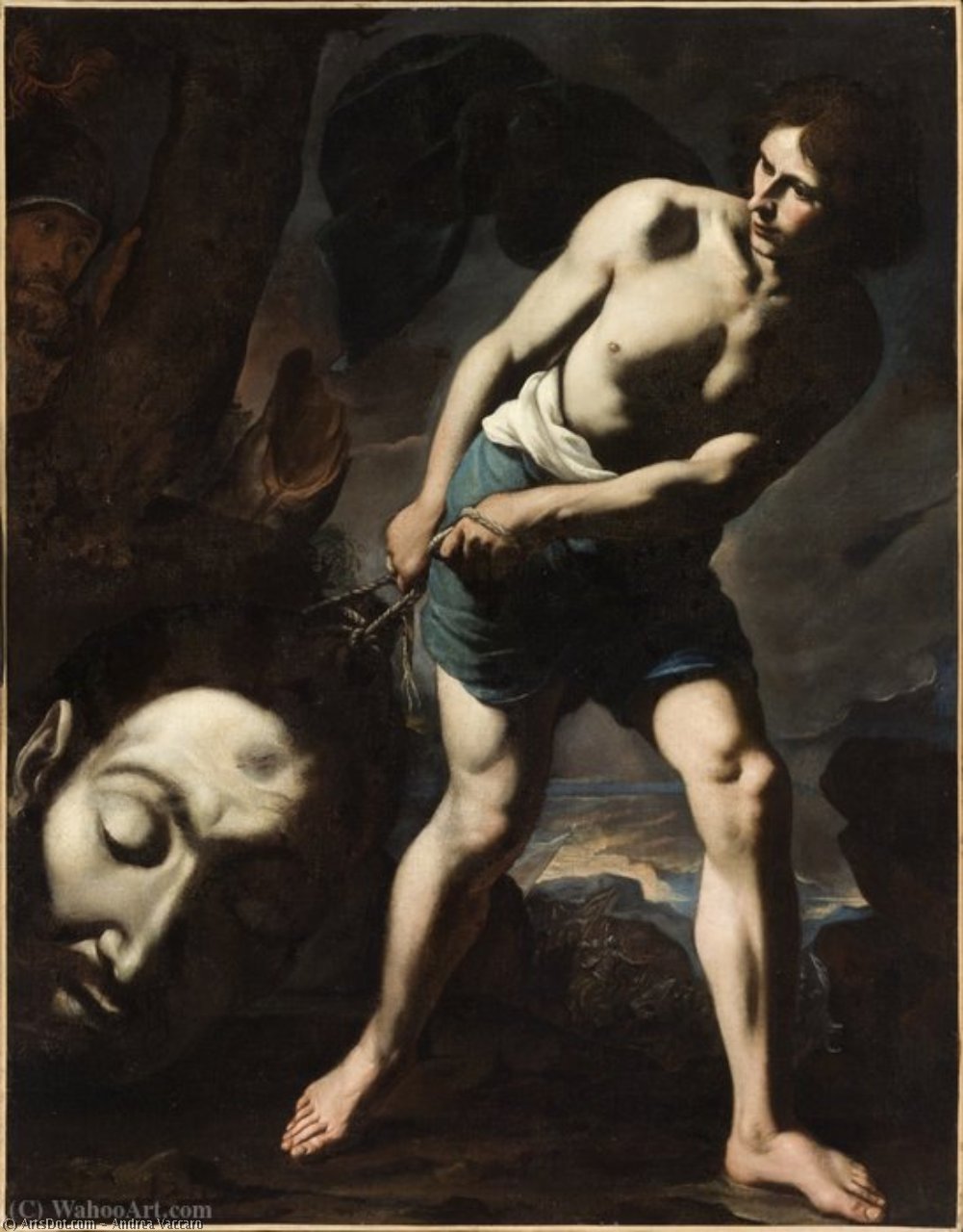 Wikioo.org - The Encyclopedia of Fine Arts - Painting, Artwork by Andrea Vaccaro - David with the Head of Goliath