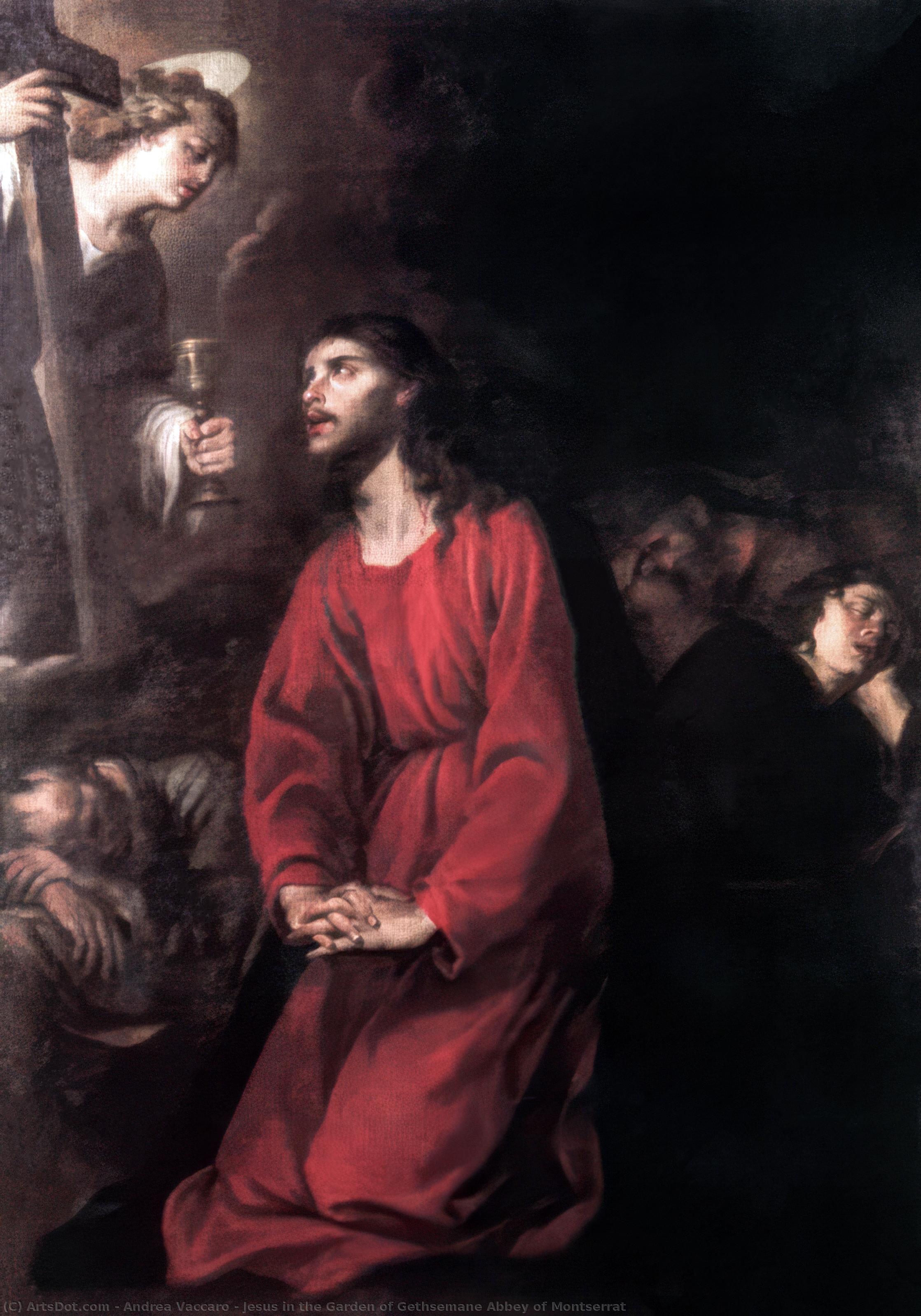 Wikioo.org – L'Enciclopedia delle Belle Arti - Pittura, Opere di Andrea Vaccaro - Gesù nel giardino del Getsemani dell Abbazia di Montserrat