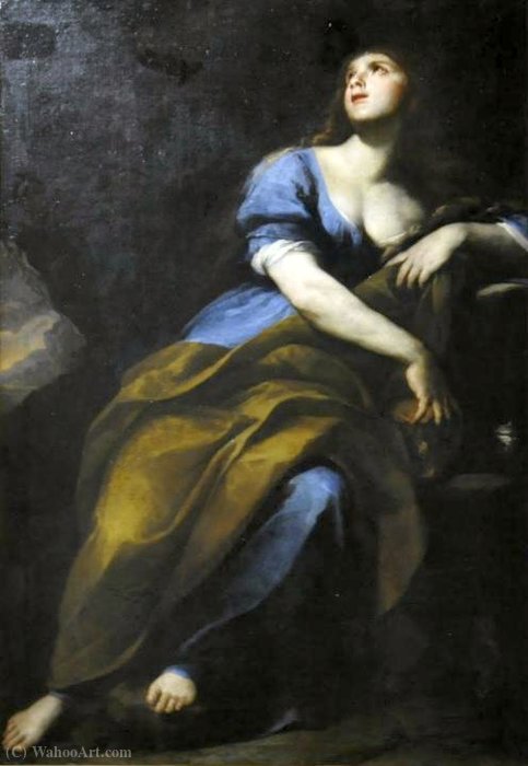 WikiOO.org - Енциклопедия за изящни изкуства - Живопис, Произведения на изкуството Andrea Vaccaro - Penitent mary magdalene.