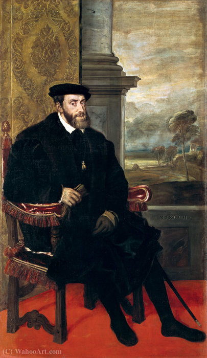 Wikioo.org – La Enciclopedia de las Bellas Artes - Pintura, Obras de arte de Andreas Vesalius - Retrato de Carlos V Sentado