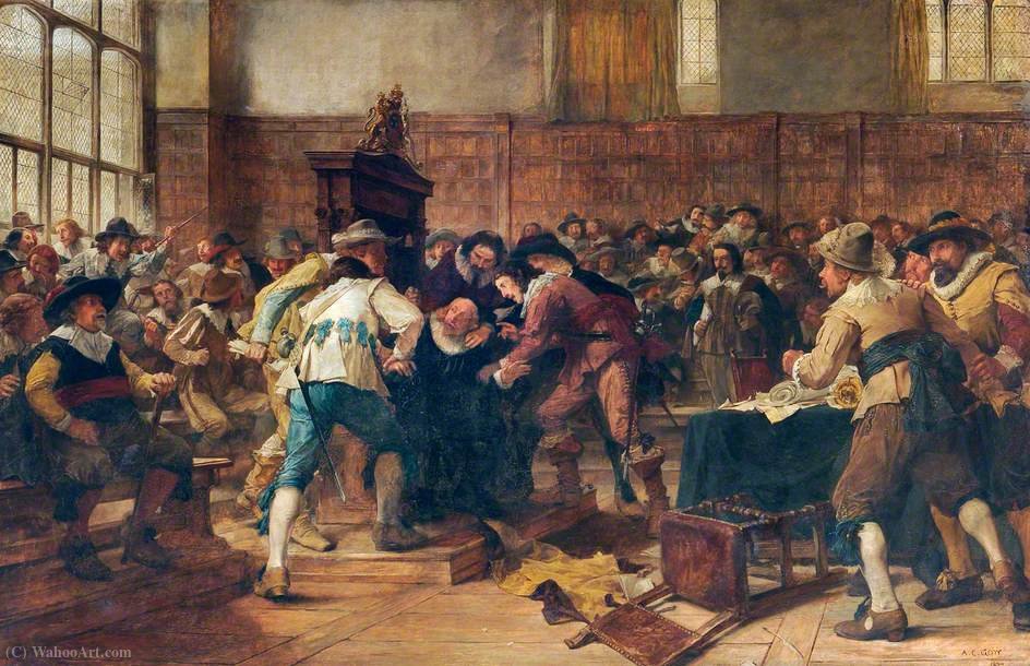 WikiOO.org - Encyclopedia of Fine Arts - Maalaus, taideteos Andrew Carrick Gow - The Tumult in the House of Commons, 2nd March (1629)