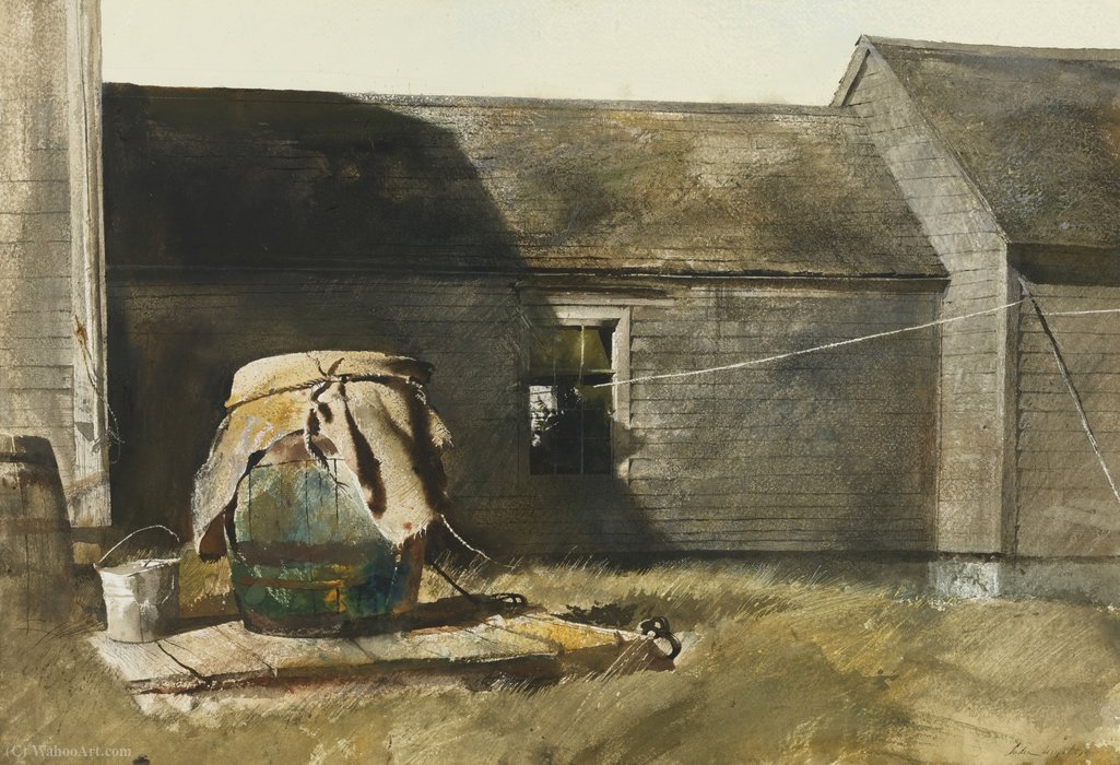 WikiOO.org - אנציקלופדיה לאמנויות יפות - ציור, יצירות אמנות Andrew Wyeth - Dry well (rain barrel)