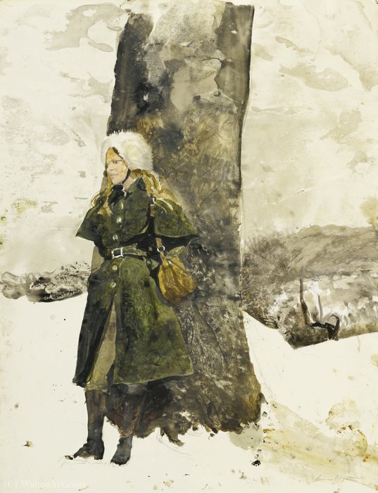 WikiOO.org - Encyclopedia of Fine Arts - Maleri, Artwork Andrew Wyeth - In the orchard (helga in orchard)