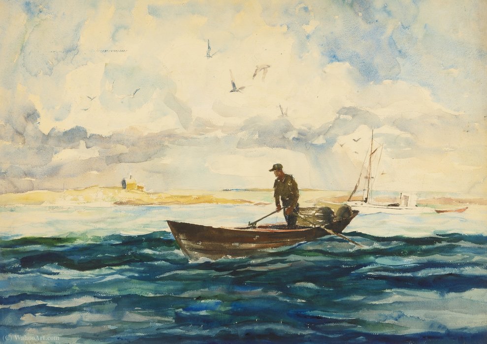 Wikioo.org - สารานุกรมวิจิตรศิลป์ - จิตรกรรม Andrew Wyeth - N the boat