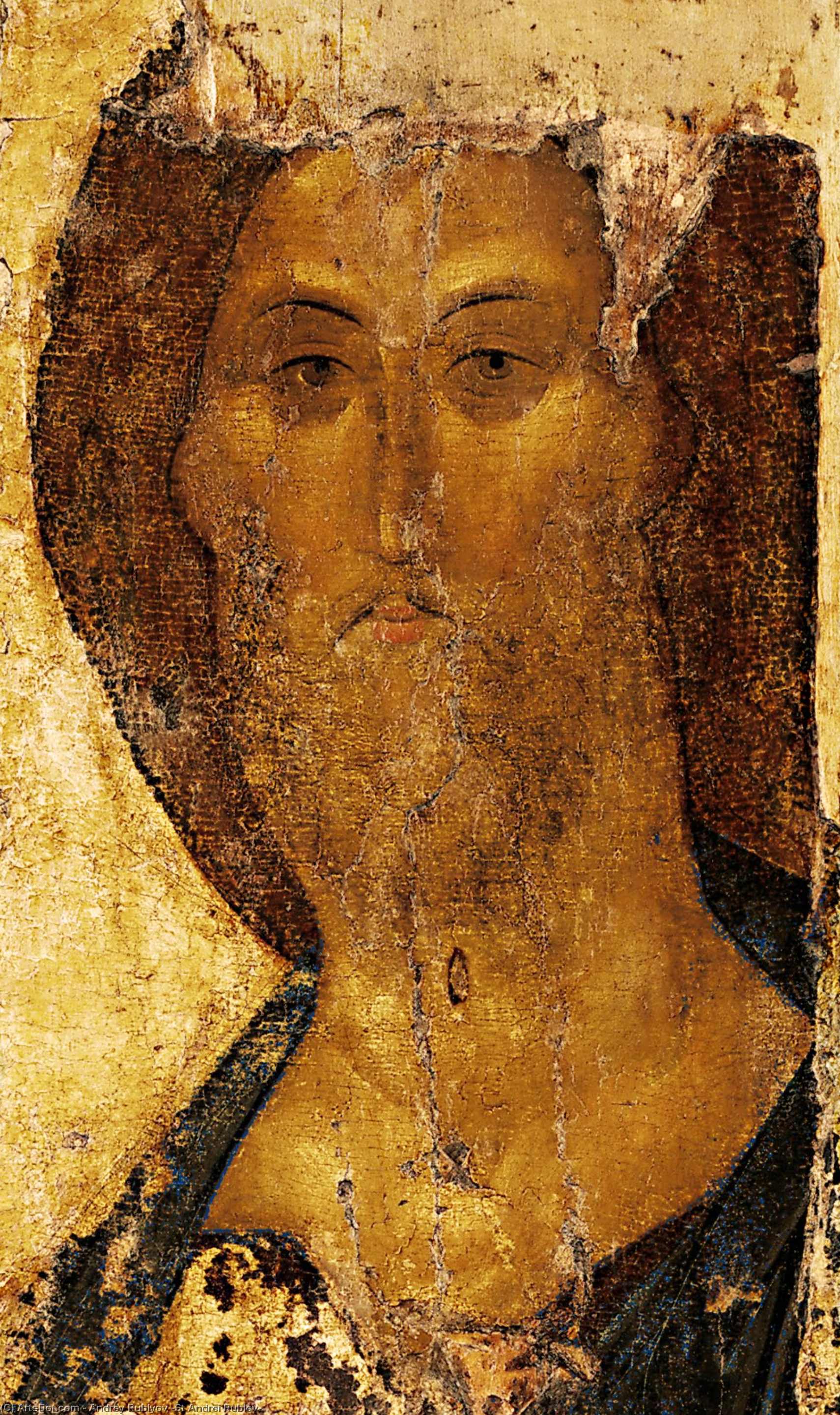 Wikioo.org - สารานุกรมวิจิตรศิลป์ - จิตรกรรม Andrey Rublyov (St Andrei Rublev) - The Saviour. The icon from the Deisus Chin (Row), Zvenigorod.