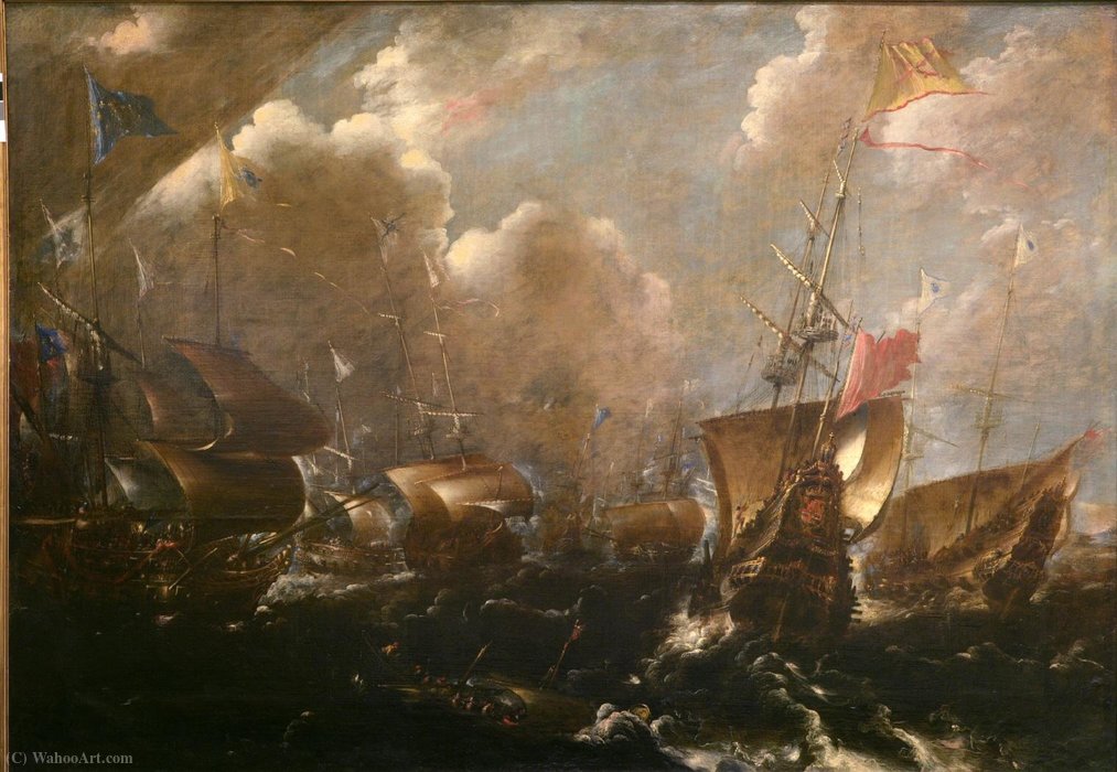 WikiOO.org - Enciclopedia of Fine Arts - Pictura, lucrări de artă Andries Van Eertvelt - Naval Battle of Guetaria in (1638)