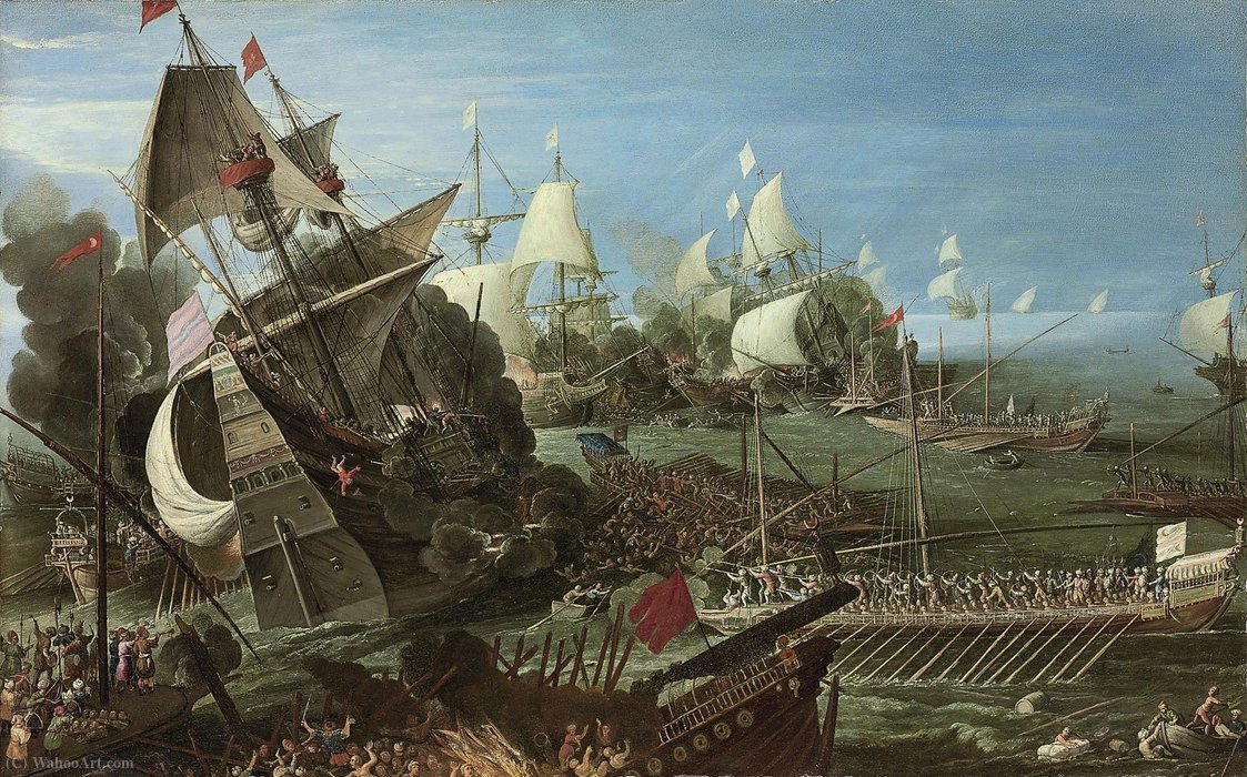 WikiOO.org - Encyclopedia of Fine Arts - Malba, Artwork Andries Van Eertvelt - The Battle of Lepanto