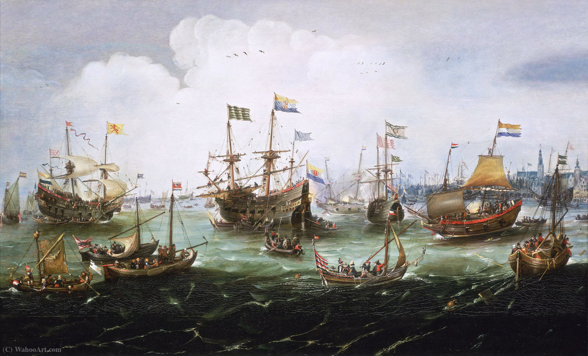 Wikioo.org - The Encyclopedia of Fine Arts - Painting, Artwork by Andries Van Eertvelt - The Return to Amsterdam of the Second Expedition to the East Indies