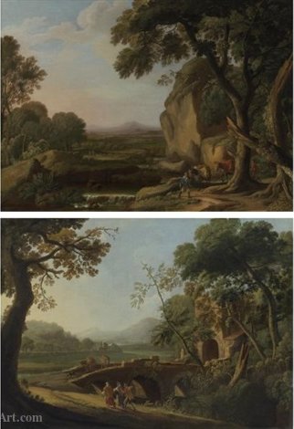 Wikioo.org – L'Encyclopédie des Beaux Arts - Peinture, Oeuvre de Angeluccio - Paysages avec les voyageurs (2 œuvres)