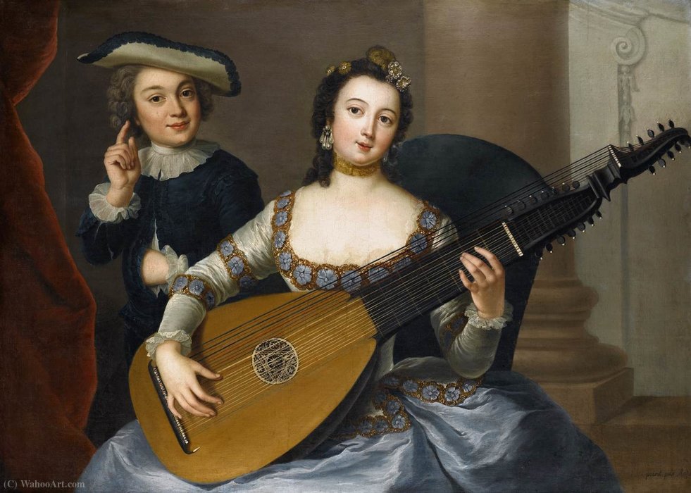 Wikioo.org - The Encyclopedia of Fine Arts - Painting, Artwork by Anna Dorothea Therbusch - Woman playing a lute
