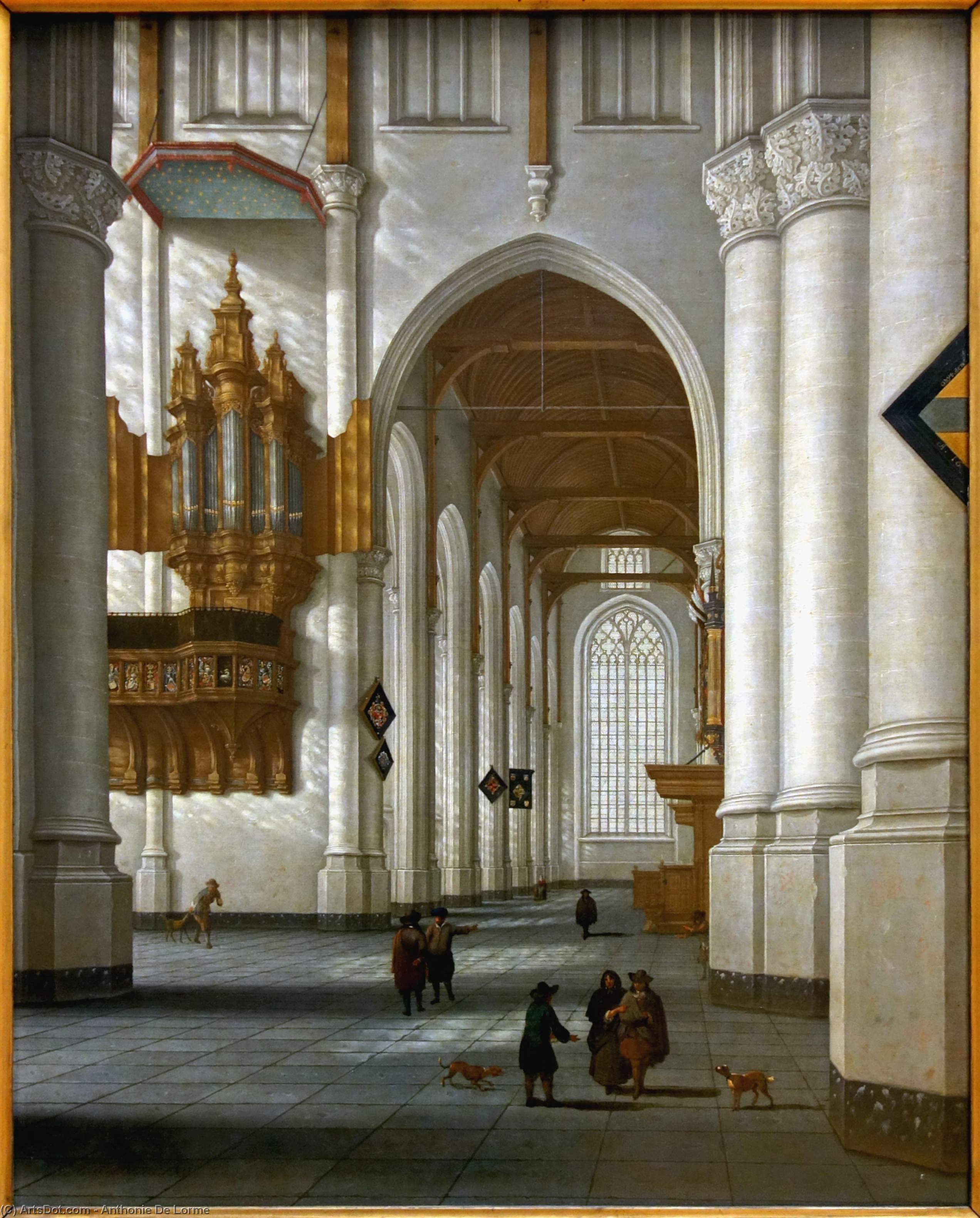 Wikioo.org - The Encyclopedia of Fine Arts - Painting, Artwork by Anthonie De Lorme - Inside the church of St. Lawrence in Rotterdam Palais des Beaux-Arts de Lille.
