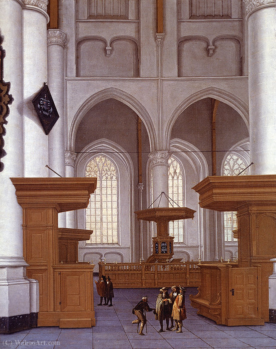 Wikioo.org - The Encyclopedia of Fine Arts - Painting, Artwork by Anthonie De Lorme - Interior of the laurenskerk, rotterdam, view to the south