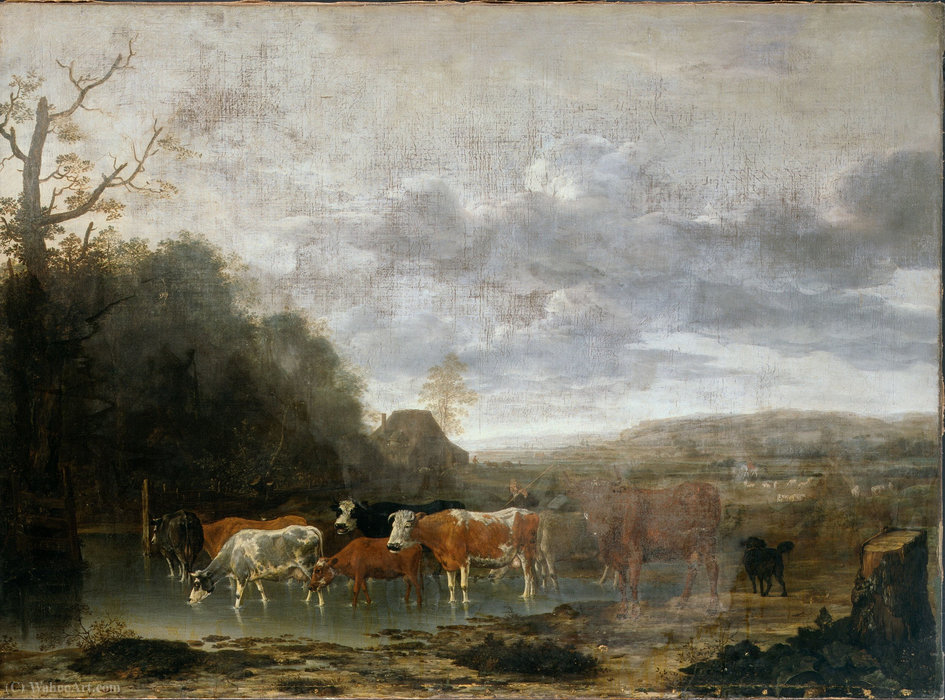 WikiOO.org – 美術百科全書 - 繪畫，作品 Anthonie Van Borssom - 景观与牛