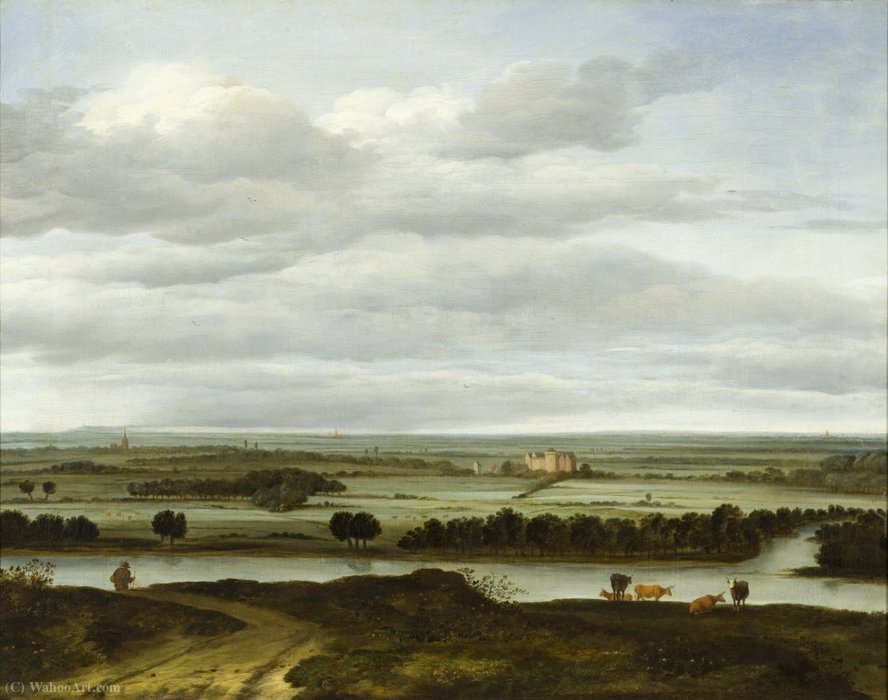 Wikioo.org - สารานุกรมวิจิตรศิลป์ - จิตรกรรม Anthonie Van Borssom - Panoramic Landscape near Rhenen with the Huis ter Lede