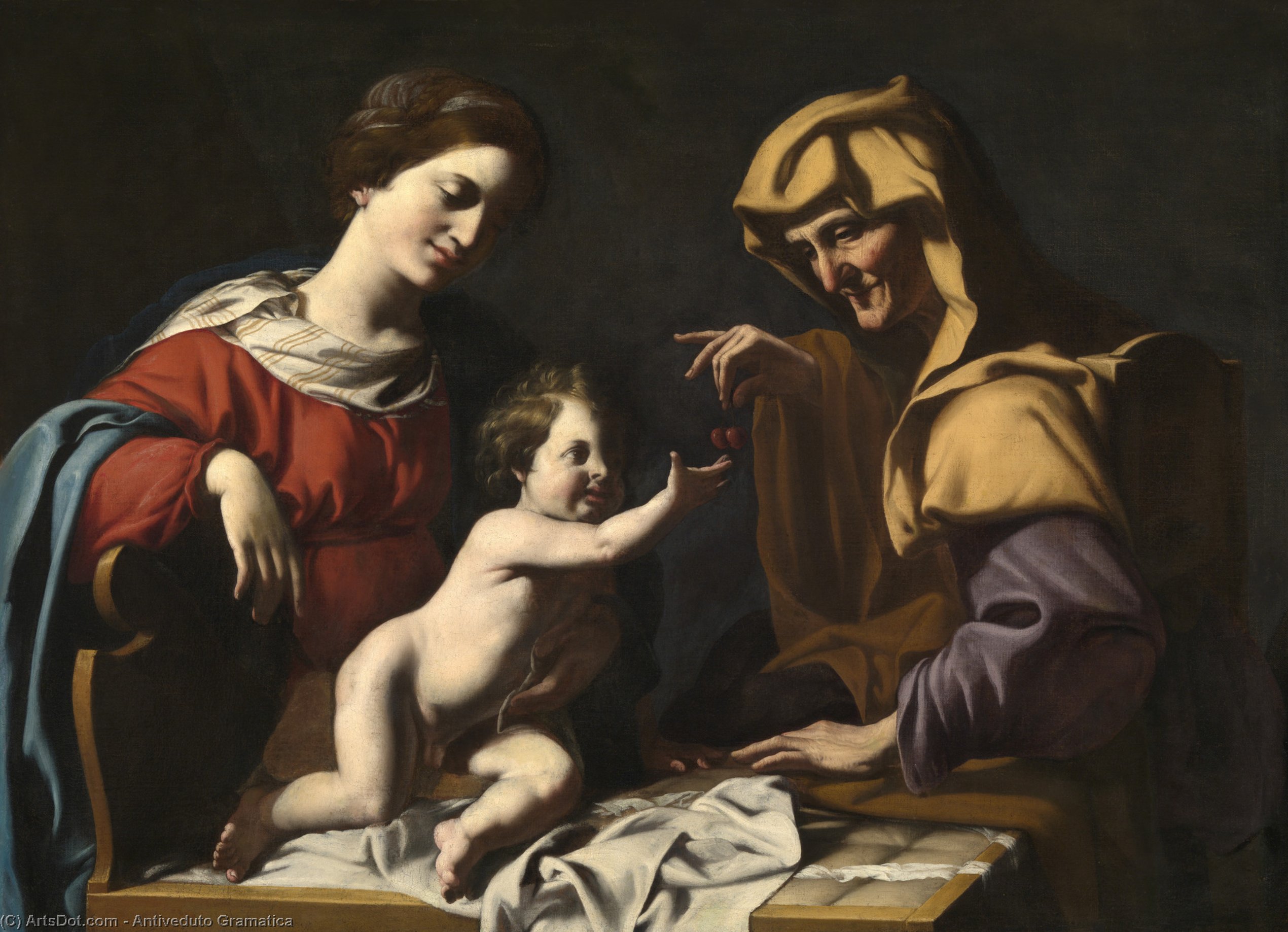 Wikioo.org - The Encyclopedia of Fine Arts - Painting, Artwork by Antiveduto Gramatica - Virgin and Child with Saint Anne