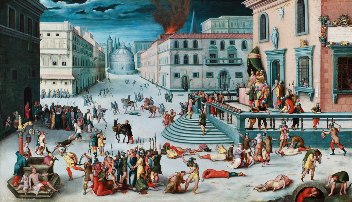 Wikioo.org – La Enciclopedia de las Bellas Artes - Pintura, Obras de arte de Antoine Caron - La masacre del triunvirato