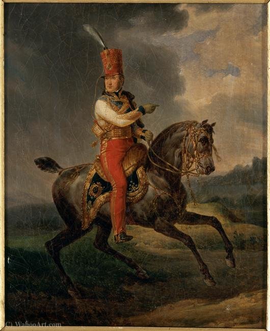 Wikioo.org - The Encyclopedia of Fine Arts - Painting, Artwork by Antoine Charles Horace Vernet Aka Carle Vernet - Louis-Philippe I, Duke of Orleans then in the uniform of Colonel-General of Hussars (1773 - (1850).)