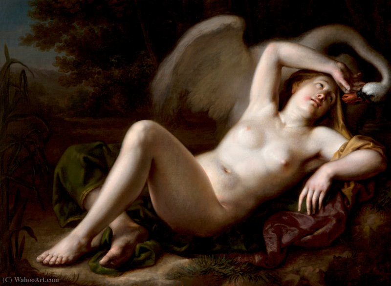 Wikioo.org – La Enciclopedia de las Bellas Artes - Pintura, Obras de arte de Charles Antoine Coypel - Leda y el cisne