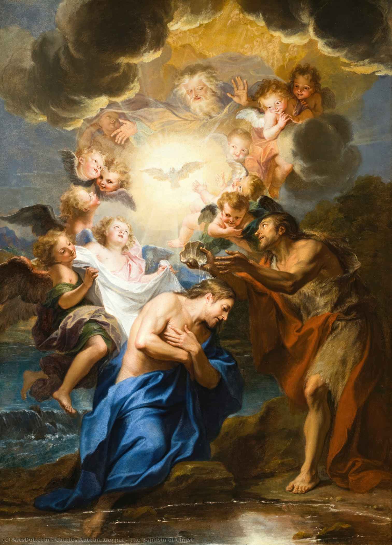 Wikioo.org - สารานุกรมวิจิตรศิลป์ - จิตรกรรม Charles Antoine Coypel - The Baptism of Christ