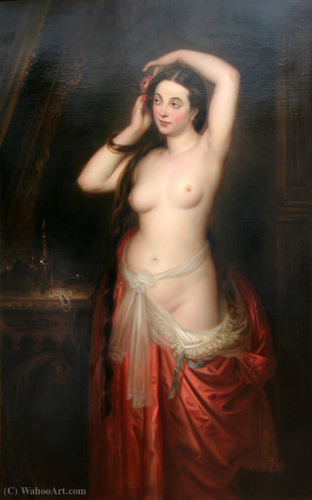 WikiOO.org - Encyclopedia of Fine Arts - Schilderen, Artwork Antoine Wiertz - Rosine at her Dressing Table