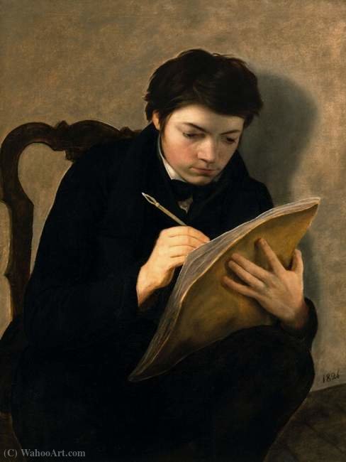 WikiOO.org - Encyclopedia of Fine Arts - Schilderen, Artwork Antoine Wiertz - Self-portrait at the age of - (18)