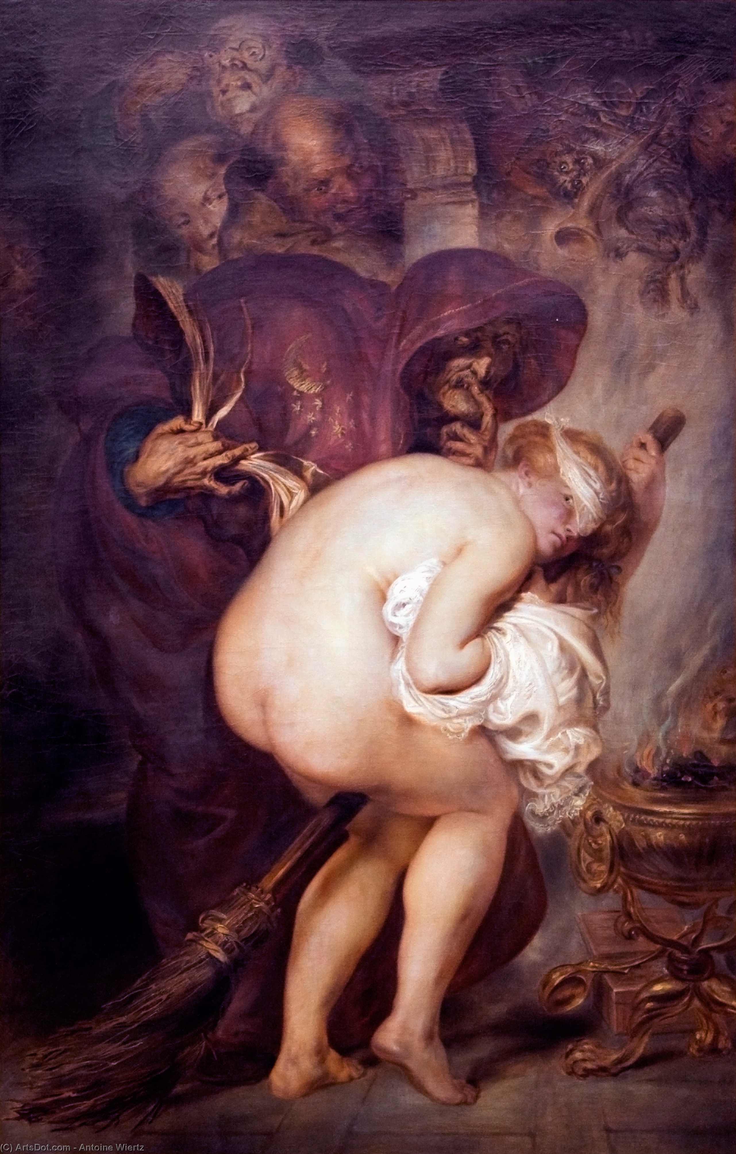 Wikioo.org - The Encyclopedia of Fine Arts - Painting, Artwork by Antoine Wiertz - The young sorceress