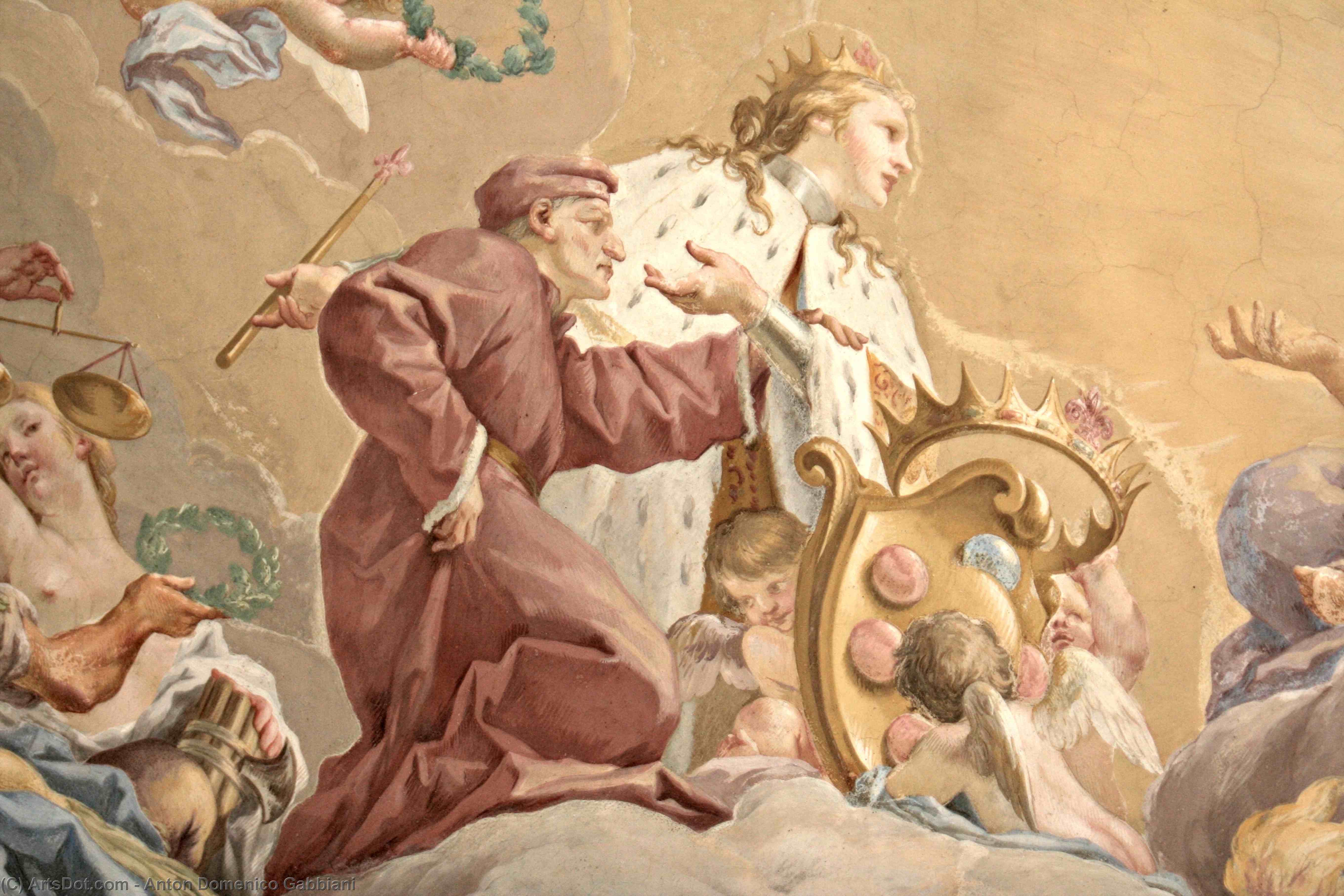 Wikioo.org – L'Encyclopédie des Beaux Arts - Peinture, Oeuvre de Anton Domenico Gabbiani - Médicis villa à Poggio une Caiano ( détail )