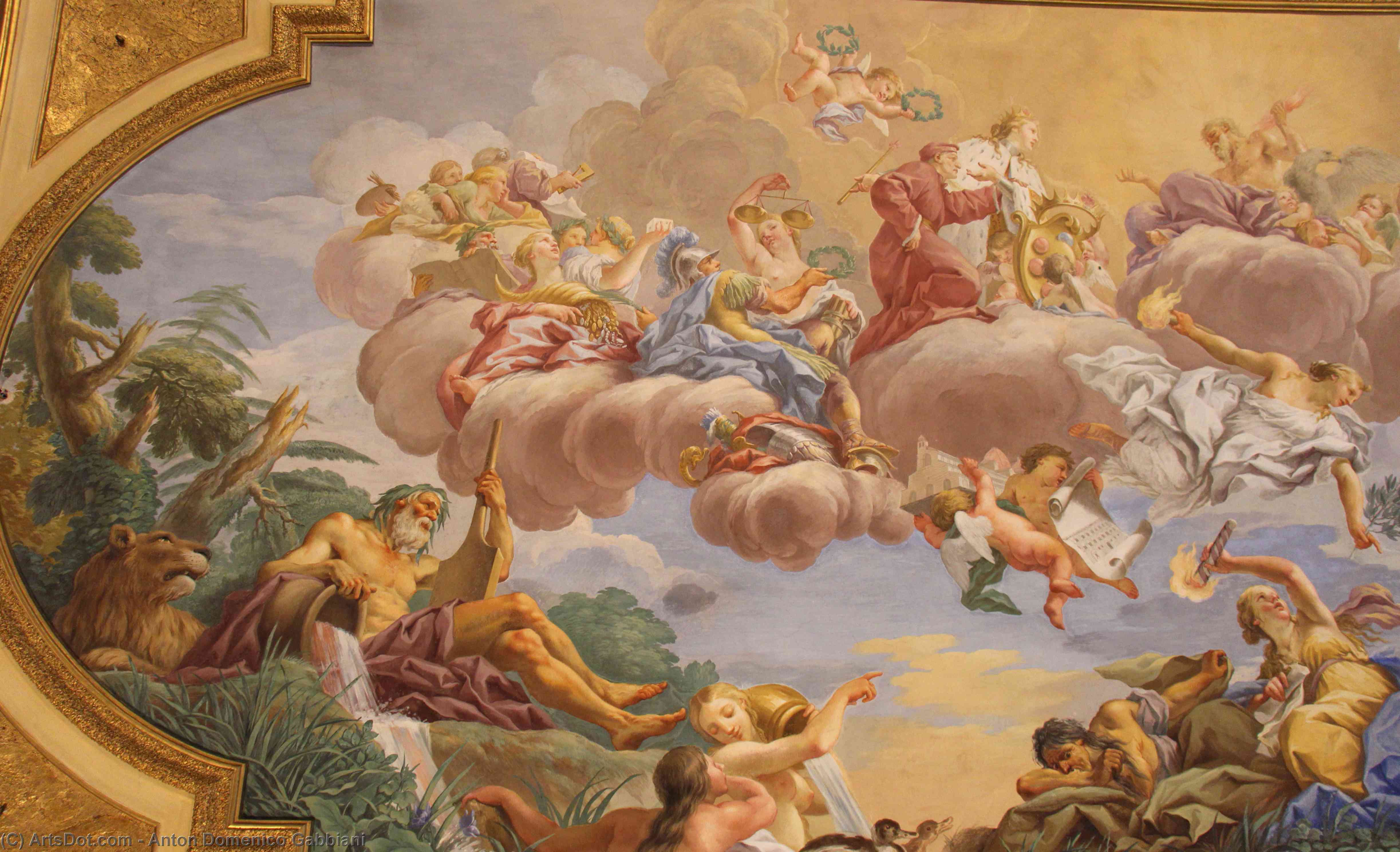 Wikioo.org - Die Enzyklopädie bildender Kunst - Malerei, Kunstwerk von Anton Domenico Gabbiani - Medici villa bei Poggio ein Caiano