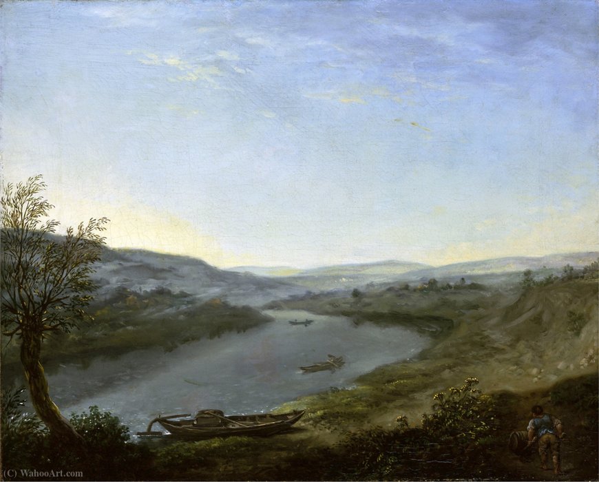 WikiOO.org - Encyclopedia of Fine Arts - Lukisan, Artwork Anton Graff - The Elbe at blowing joke above Dresden in the morning