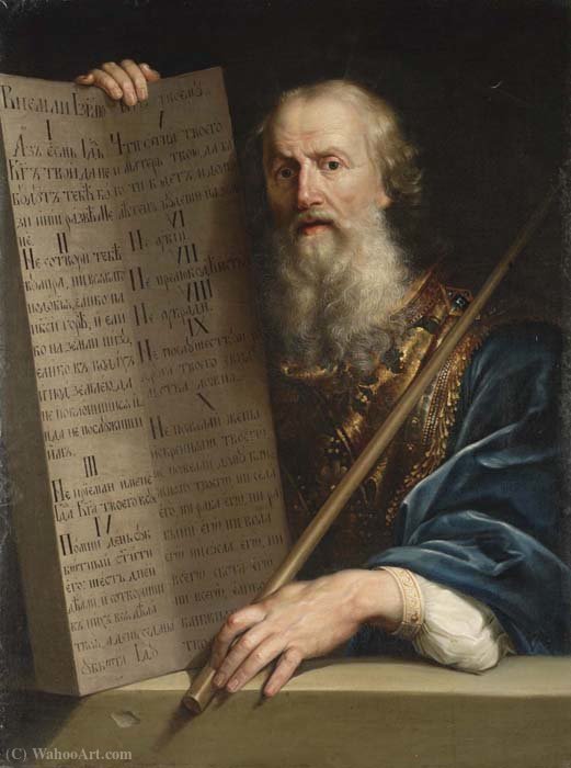 WikiOO.org - Enciklopedija dailės - Tapyba, meno kuriniai Anton Pavlovich Losenko - The Ten Commandments of Moses