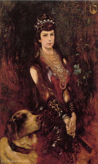 Wikioo.org - The Encyclopedia of Fine Arts - Painting, Artwork by Anton Romako - Portrait of Empress Elisabeth