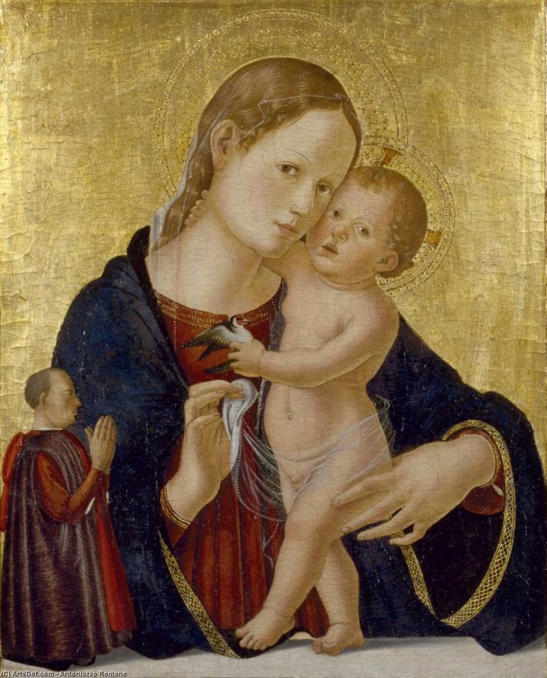 Wikioo.org - The Encyclopedia of Fine Arts - Painting, Artwork by Antoniazzo Romano - Virgin and Child with Donor