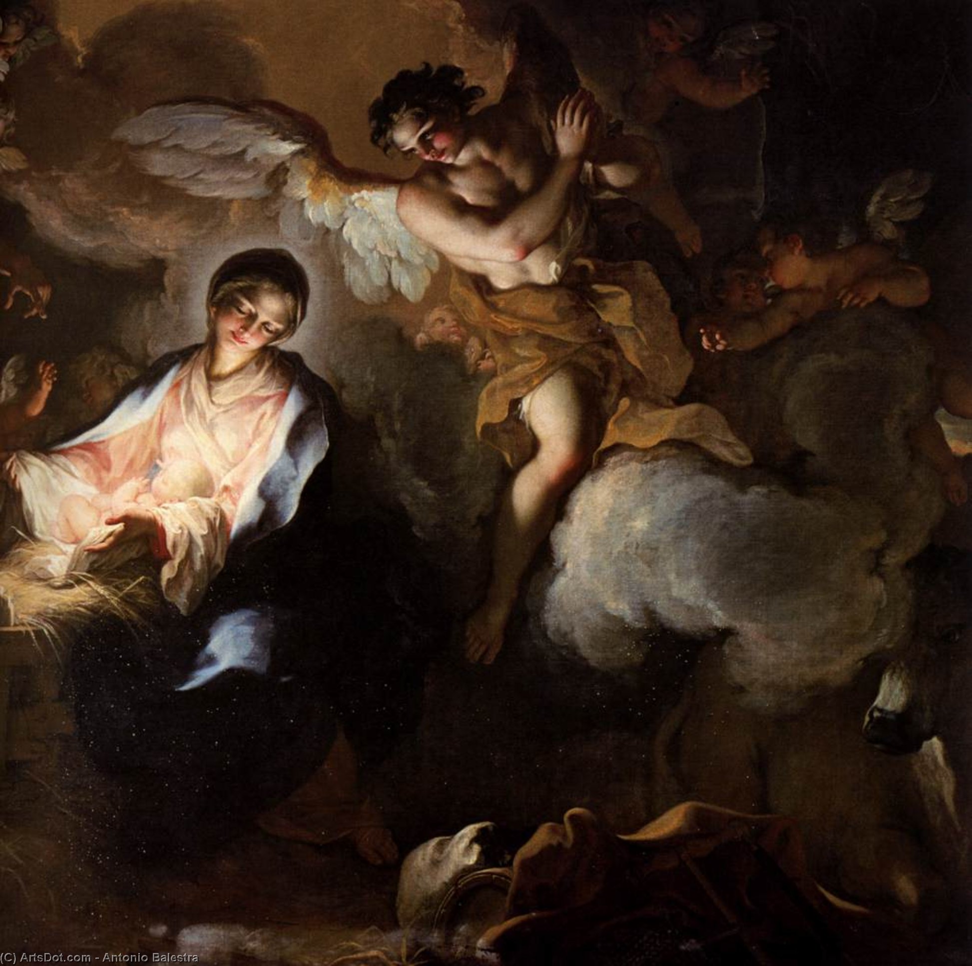 WikiOO.org - Güzel Sanatlar Ansiklopedisi - Resim, Resimler Antonio Balestra - The Adoration of the Shepherds (detail)