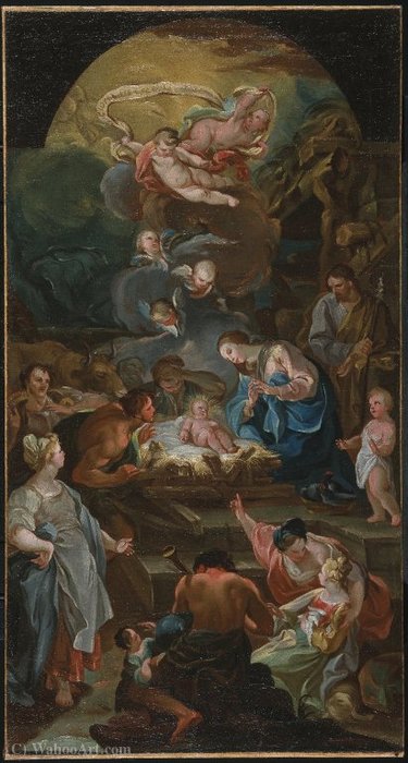 Wikoo.org - موسوعة الفنون الجميلة - اللوحة، العمل الفني Antonio González Velázquez - The Adoration of the Shepherds