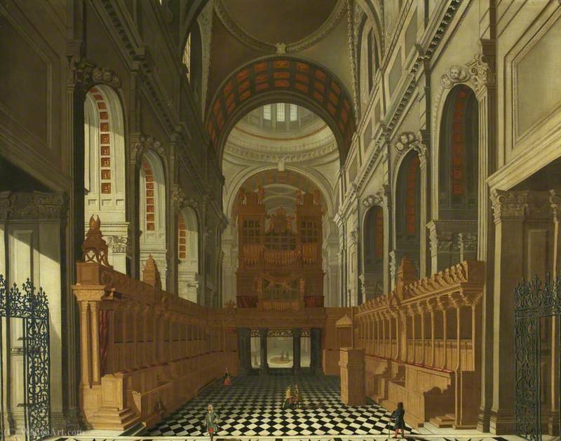 Wikioo.org – La Enciclopedia de las Bellas Artes - Pintura, Obras de arte de Antonio Joli - El Coro de la Catedral de San Pablo mirando oeste