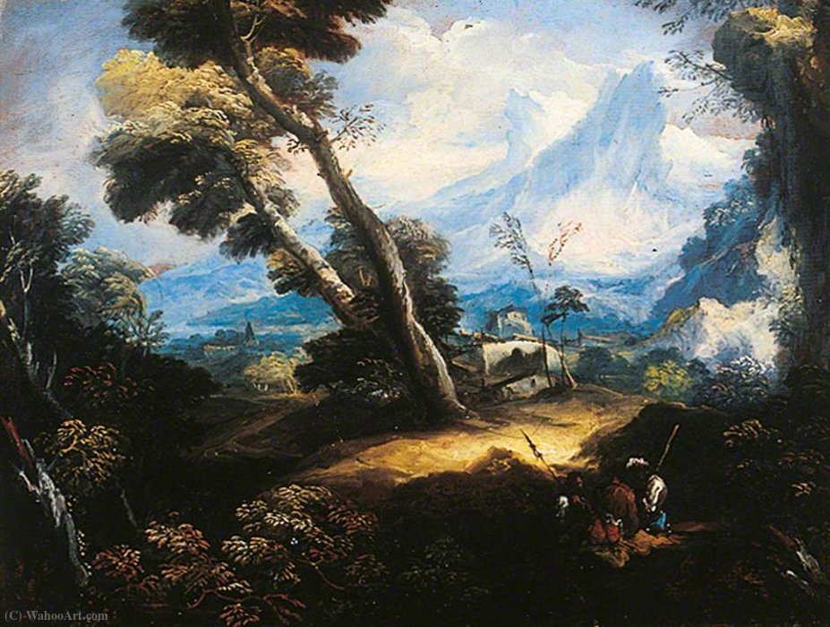 Wikioo.org - The Encyclopedia of Fine Arts - Painting, Artwork by Antonio Maria Marini - Landscape with Brigands Resting