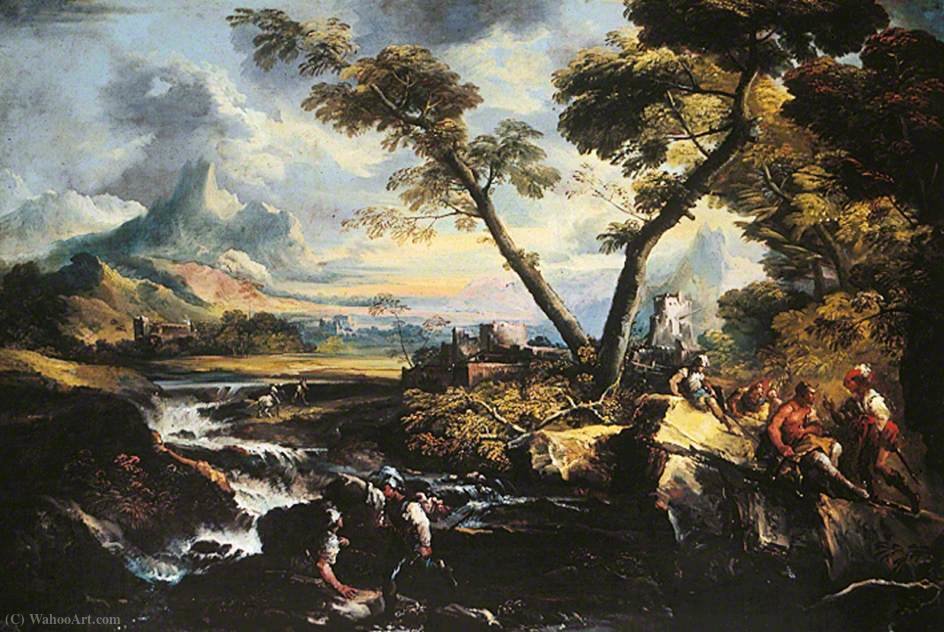 Wikioo.org - The Encyclopedia of Fine Arts - Painting, Artwork by Antonio Maria Marini - Romantic Landscape with Brigands