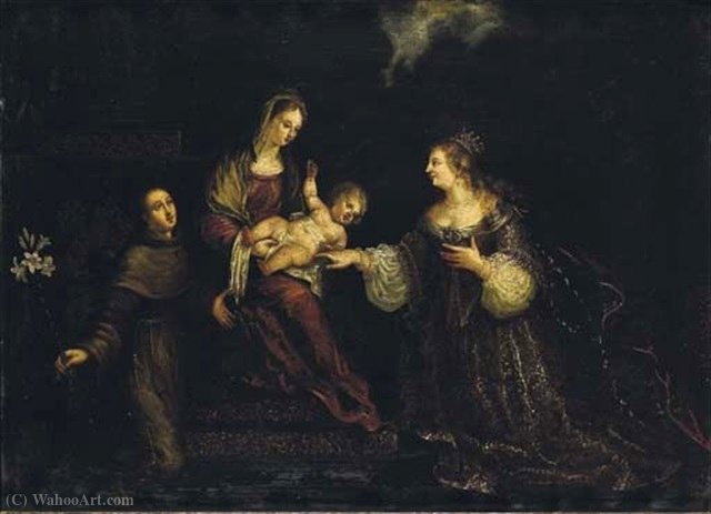 WikiOO.org - Encyclopedia of Fine Arts - Schilderen, Artwork Antonio Vassilacchi - Mystic Marriage of St. Catherine with St. Anthony of Padua
