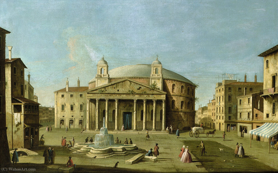 Wikioo.org - The Encyclopedia of Fine Arts - Painting, Artwork by Apollonio Domenichini (Maestro Della Fondazione Langmatt) - View of the Pantheon in Rome