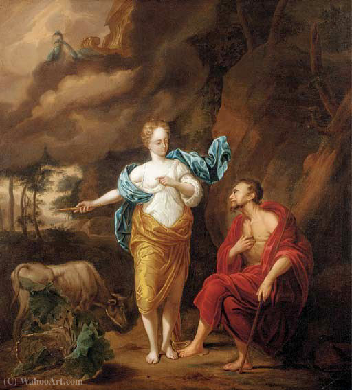 Wikioo.org - The Encyclopedia of Fine Arts - Painting, Artwork by Arnold Houbraken - Jupiter, Juno and Io