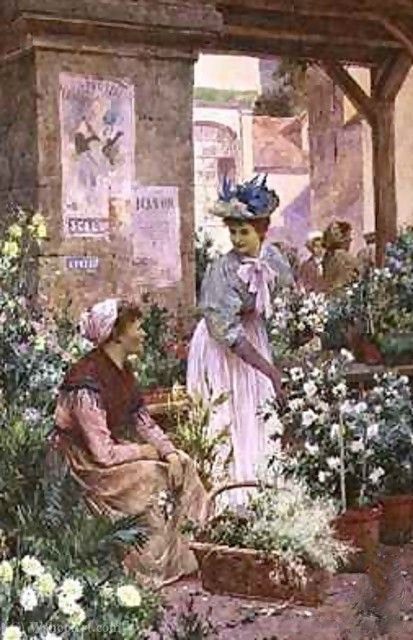 WikiOO.org - Encyclopedia of Fine Arts - Maalaus, taideteos Arthur Augustus Ii Glendening - The flower market boulogne